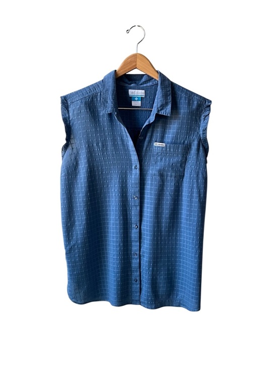 Columbia Tops - Columbia Women’s Shirt Cap Sleeve Button Down Tunic Blue Cotton/Rayon Size L